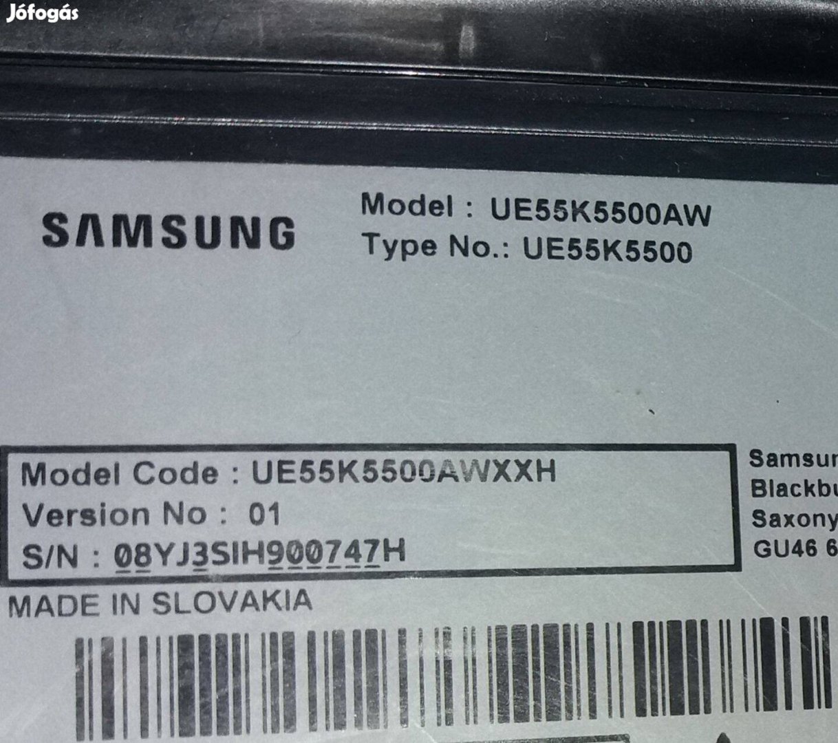 Samsung UE55K5500 LED LCD Tv 55" hibás törött mainboard elkelt!