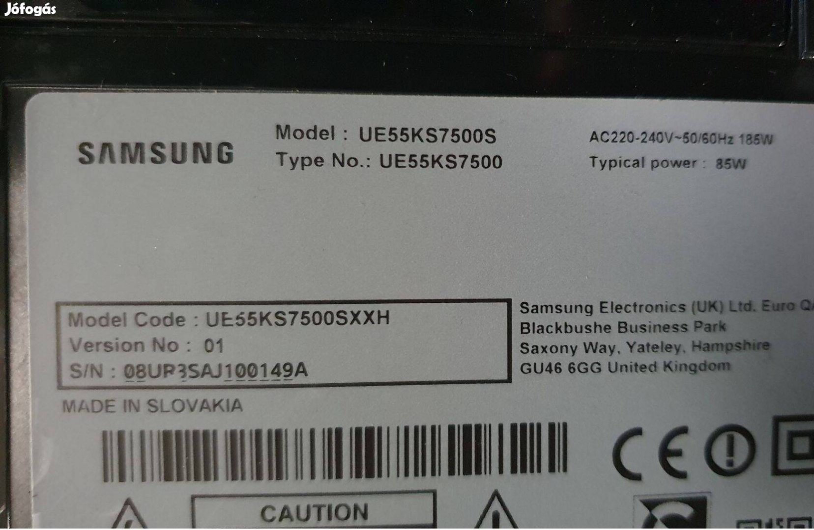 Samsung UE55KS7500S LED LCD tv hibás törött alkatrésznek UE55KS7500