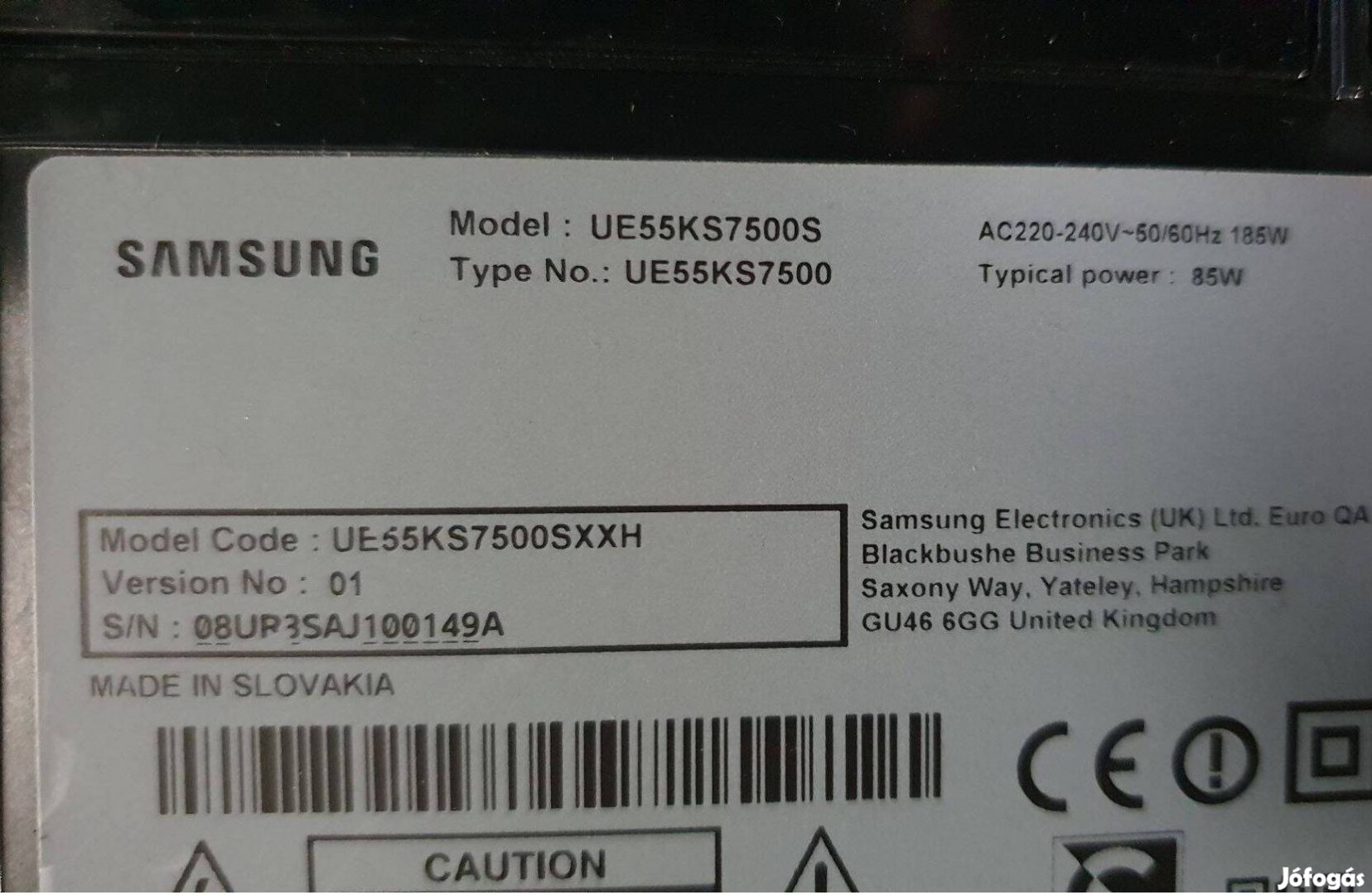 Samsung UE55KS7500S LED LCD tv hibás törött alkatrésznek UE55KS7500