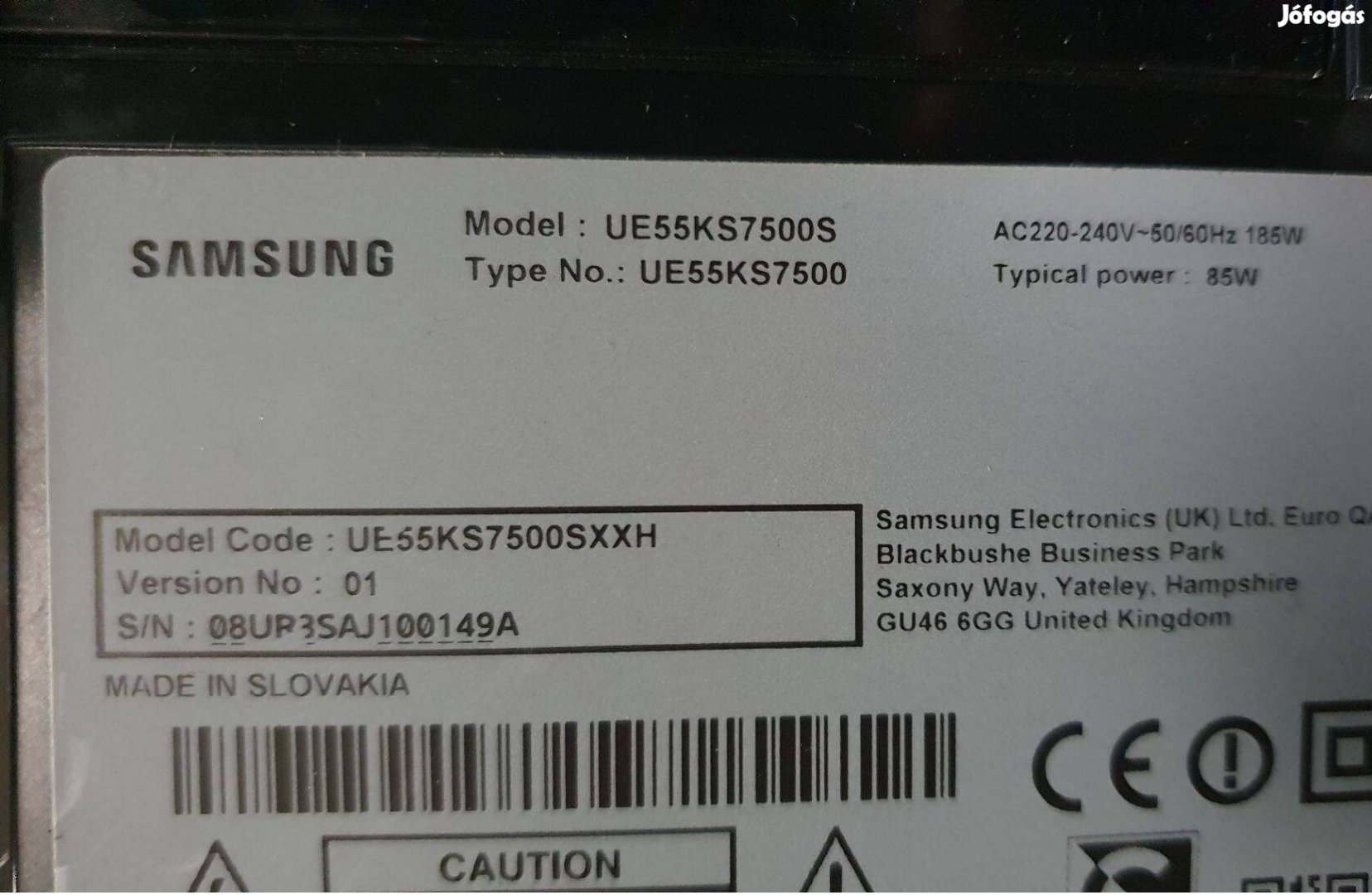 Samsung UE55KS7500S LED LCD tv hibás törött alkatrésznek UE55KS7500