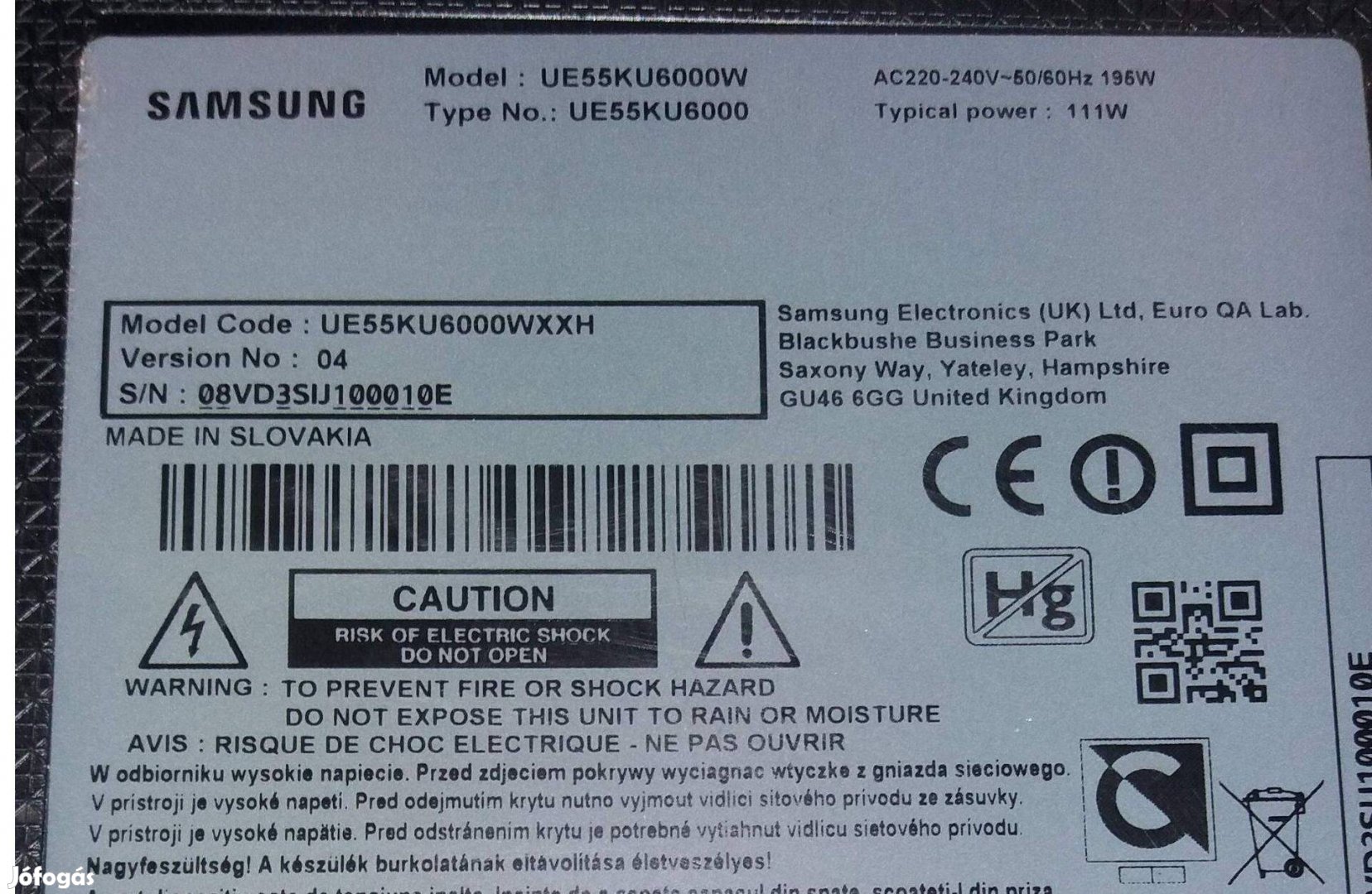 Samsung UE55KU6000 LED LCD Tv háttér világítás alkatrésznek