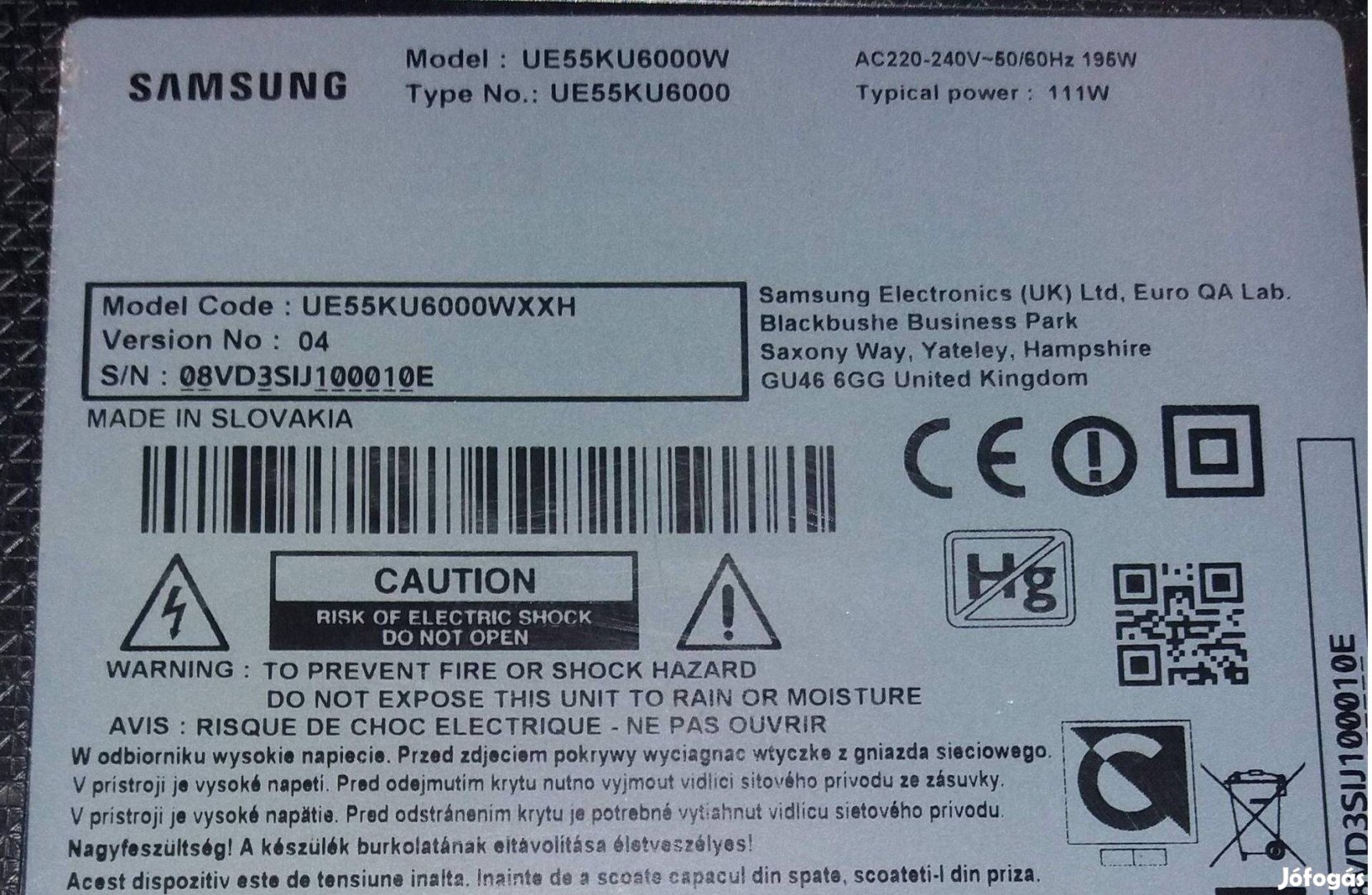 Samsung UE55KU6000 LED LCD Tv háttér világítás alkatrésznek