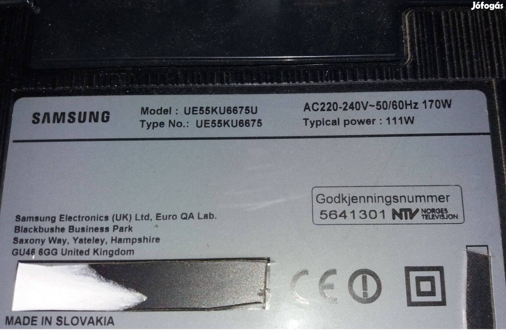 Samsung UE55KU6675U LED LCD tv panelek alkatrésznek UE55KU6675