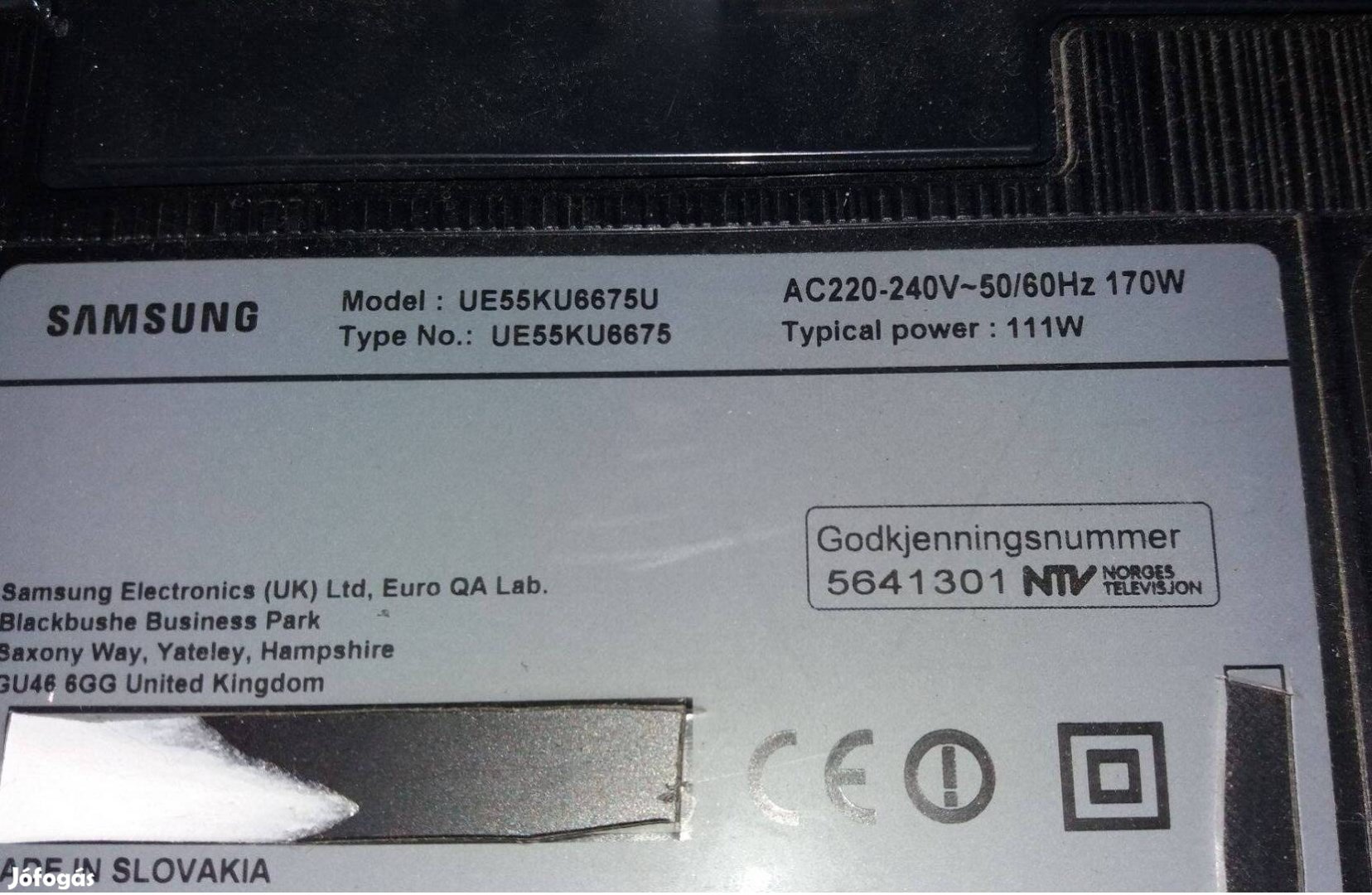 Samsung UE55KU6675U LED tv panelek alkatrésznek UE55KU6675