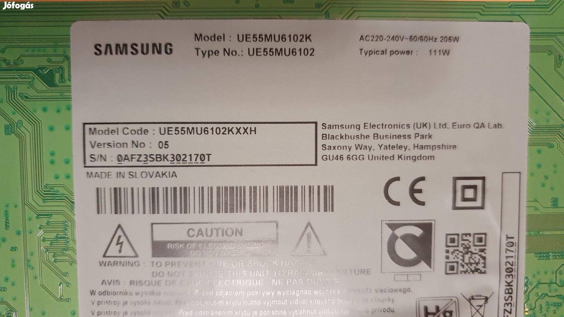 Samsung UE55MU6102K V05 4K UHD LED tv tápegység UE55MU6102
