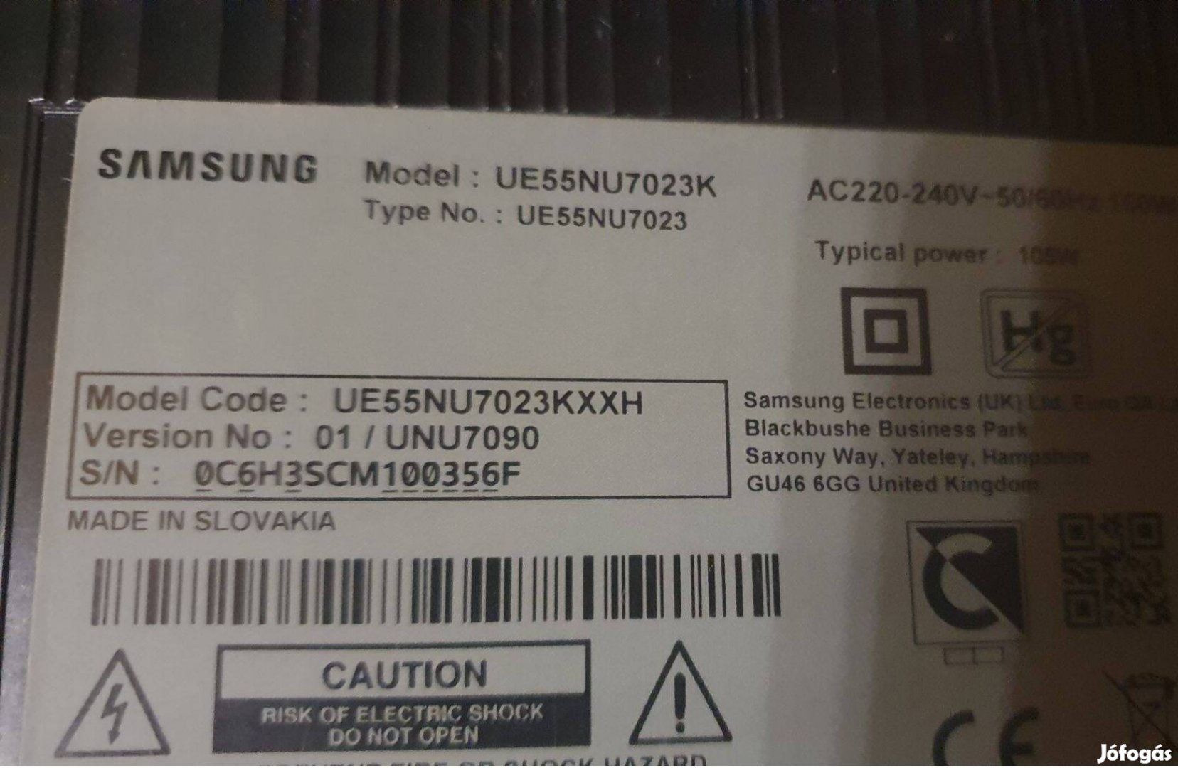 Samsung UE55NU7023K LED LCD tv hibás alkatrésznek