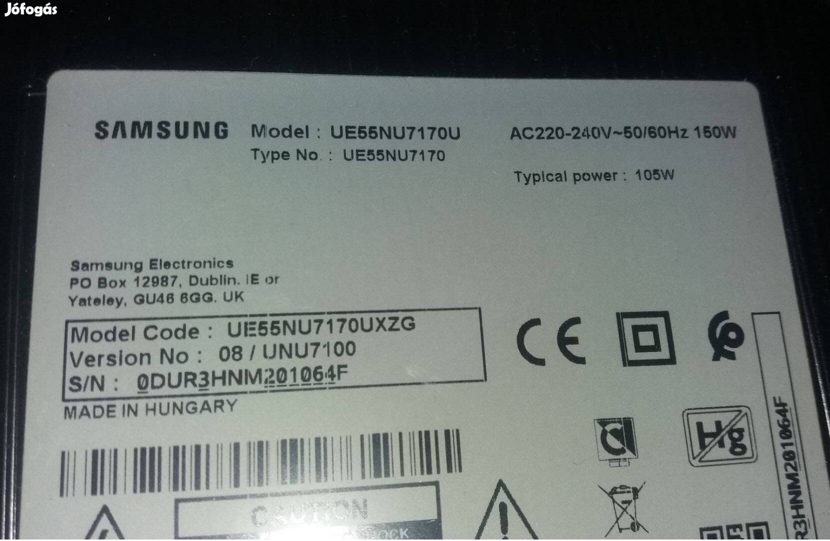 Samsung UE55NU7170U LED LCD tv panelek alkatrésznek UE55NU7170