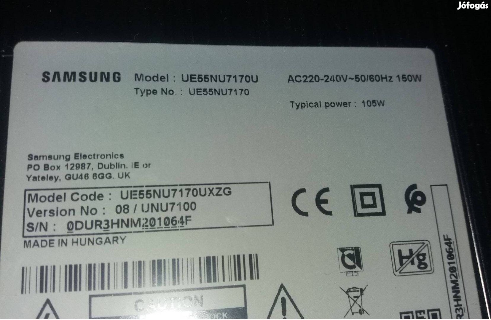 Samsung UE55NU7170U LED LCD tv panelek alkatrésznek UE55NU7170