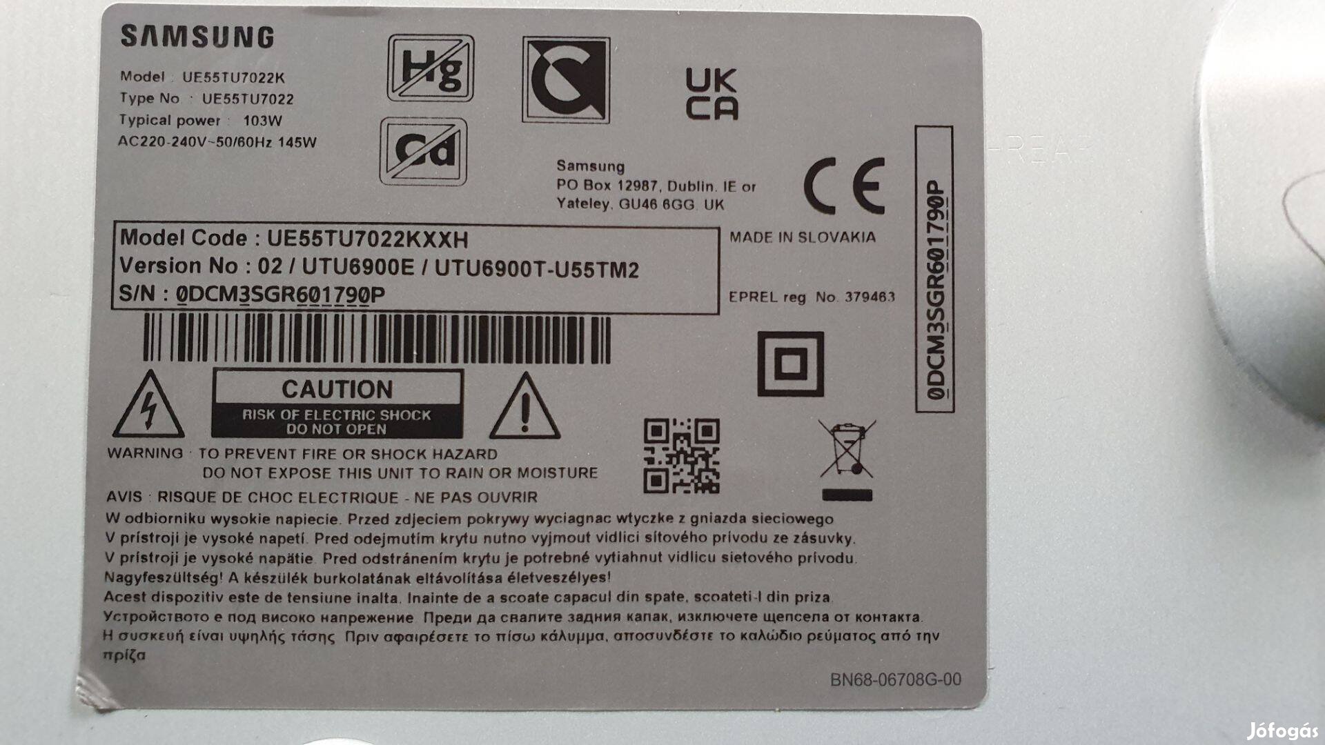 Samsung UE55TU7022K V:02 LED garnitúra alkatrésznek