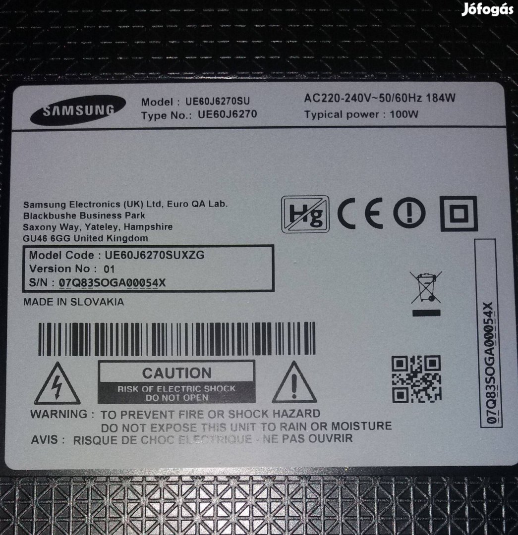 Samsung UE60J6270 LED LCD tv panelek alkatrésznek,háttér elkelt!
