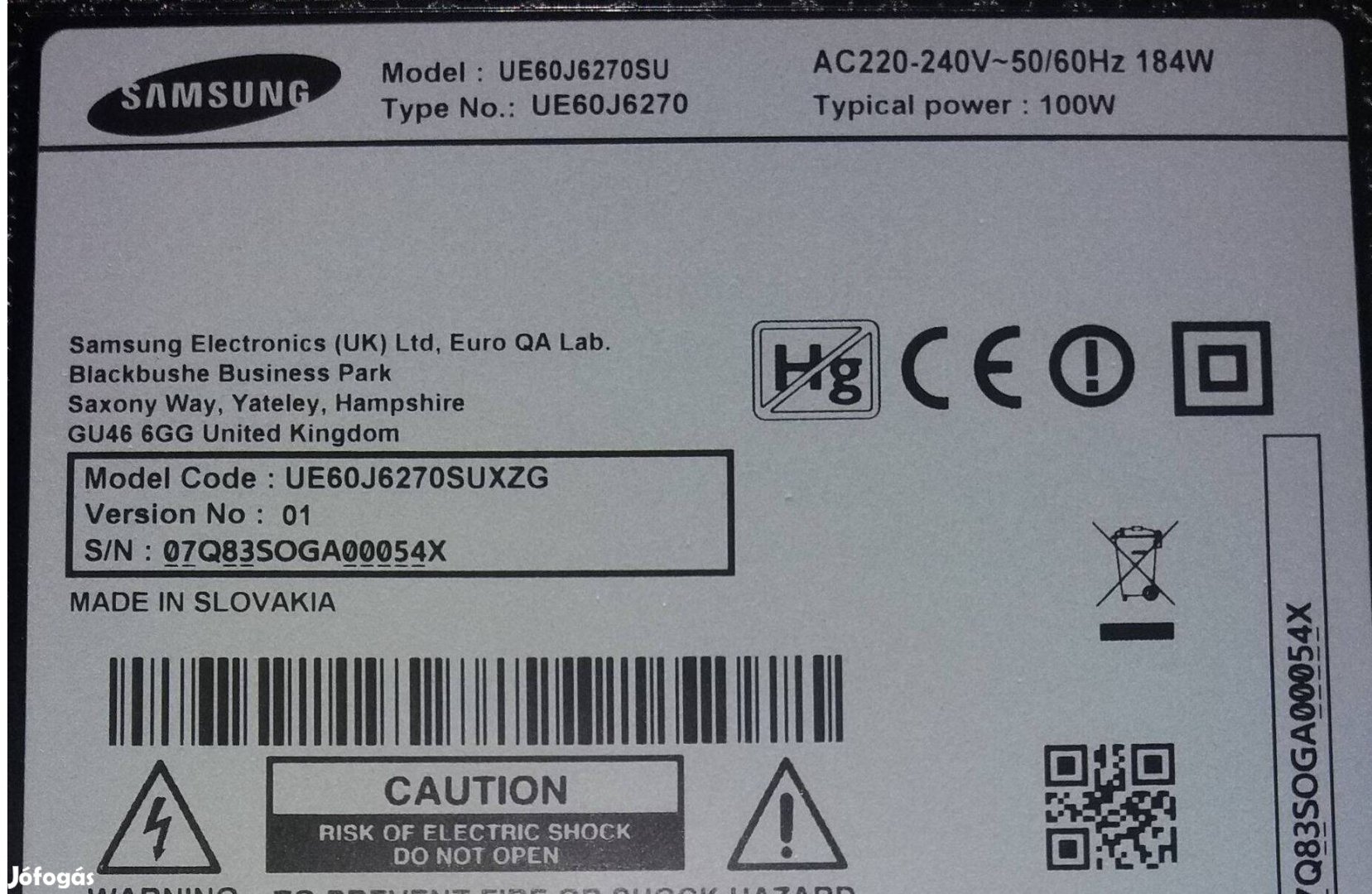 Samsung UE60J6270 LED LCD tv panelek alkatrésznek,háttér elkelt!