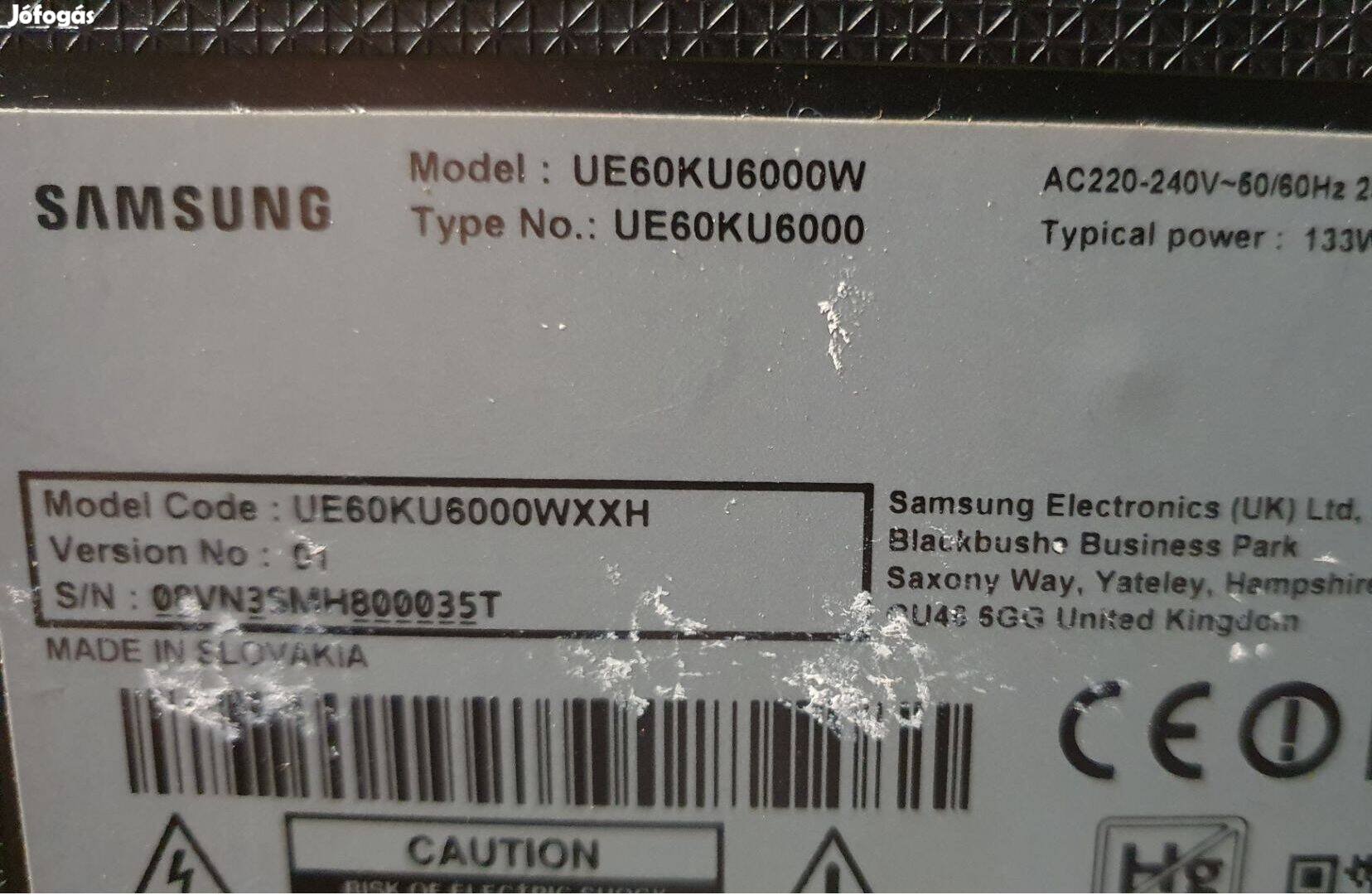 Samsung UE60KU6000 LED tv Smart hibás alkatrésznek