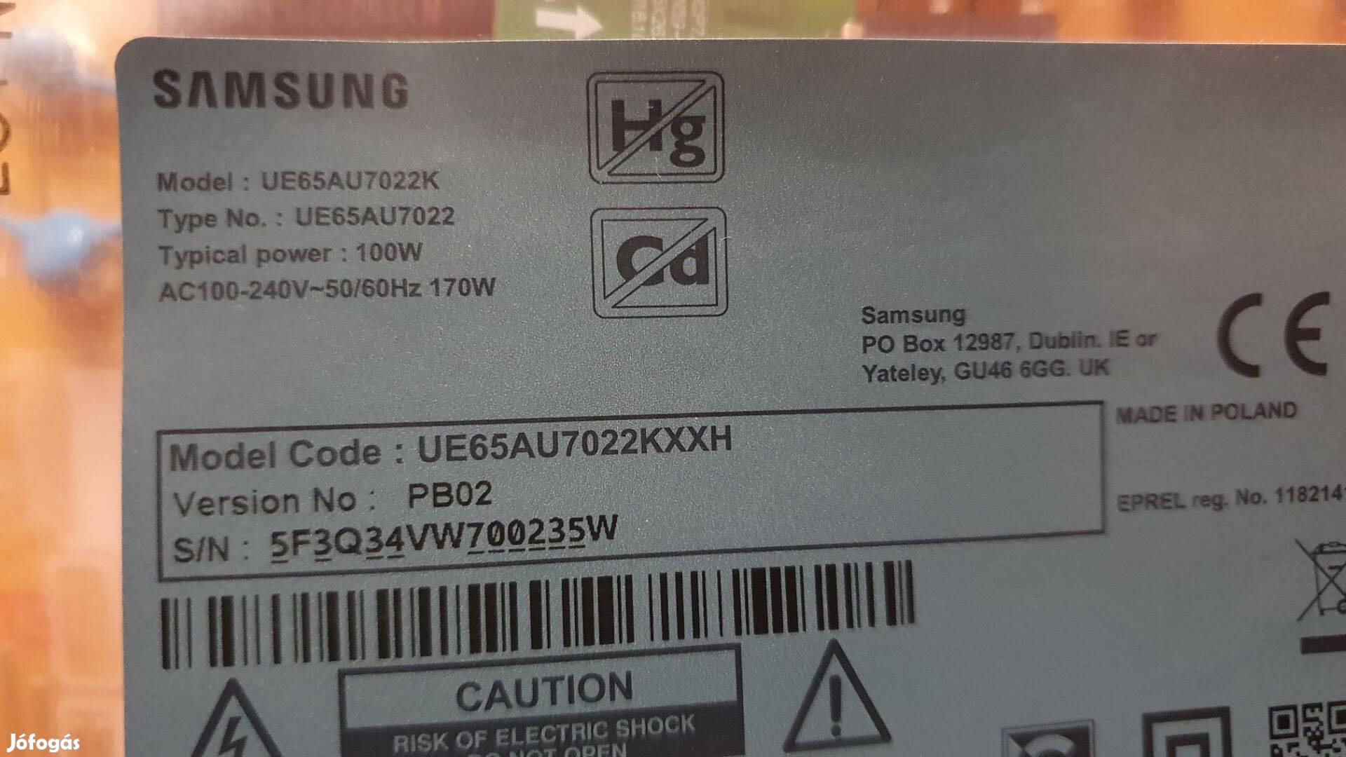 Samsung UE65AU7022K UHD LED LCD tv panelek alkatrésznek UE65AU7022