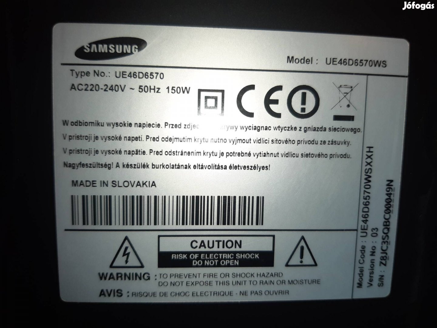 Samsung UE 46 D 6570 3D SMART LED televízió