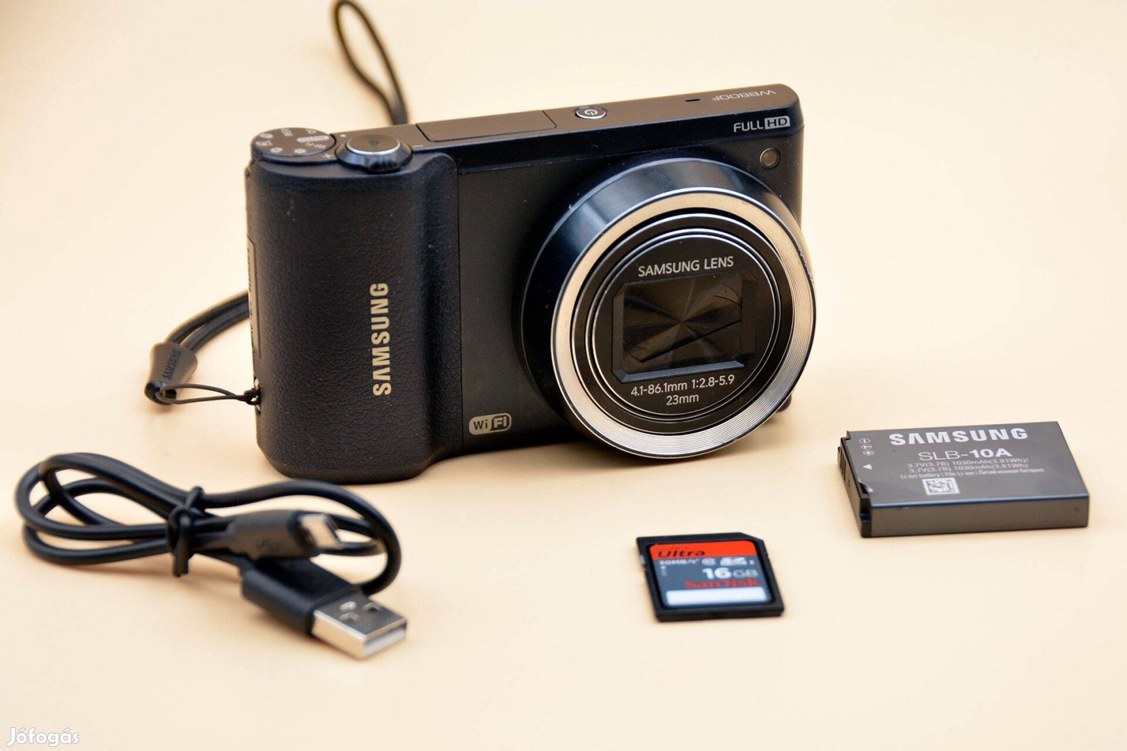 Samsung WB800F digitális fényképezőgép + 16 GB SD + töltőkábel