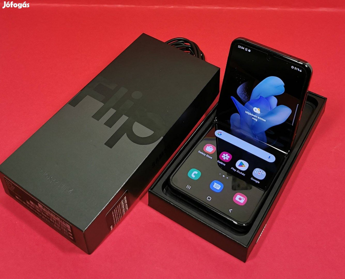 Samsung Z Flip 3 5G 128GB Fekete Kártyafüggetlen karmentes mobiltelefo