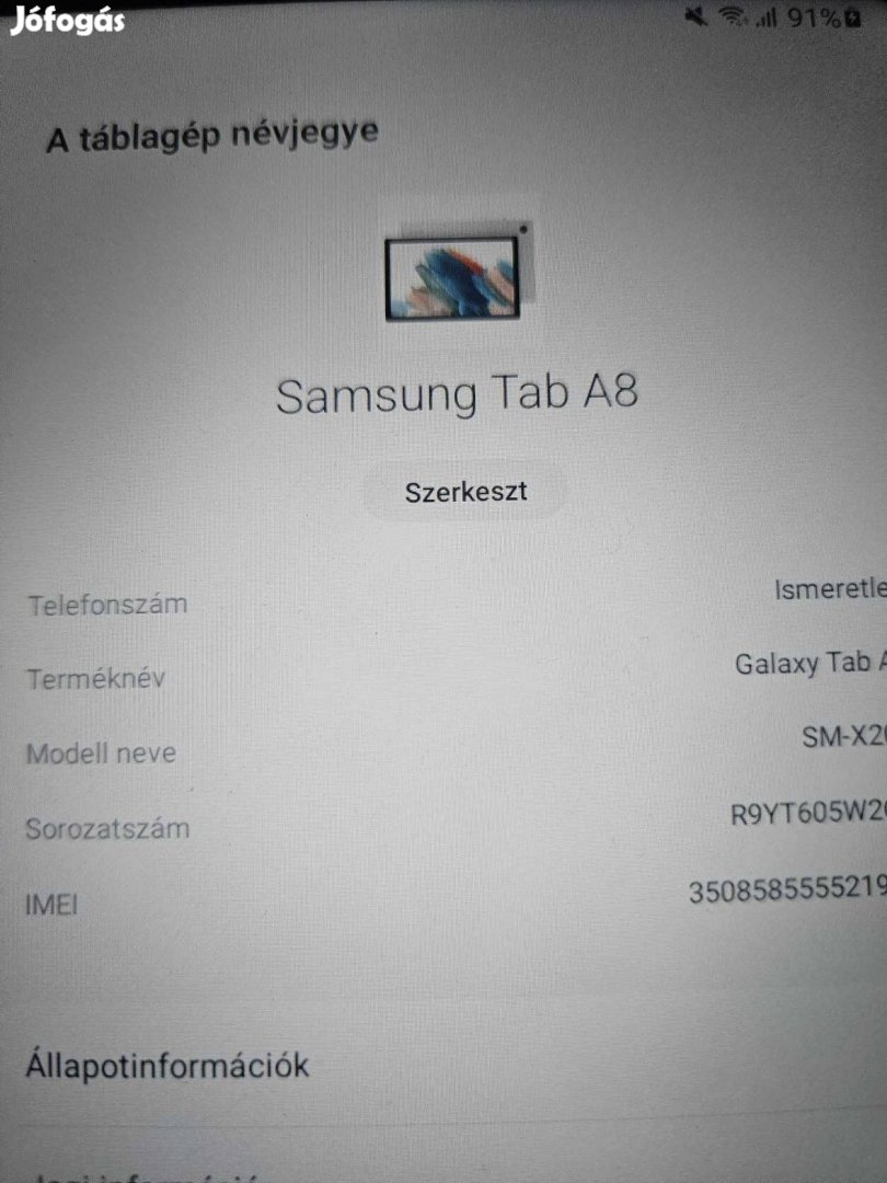 Samsung - Alkuképes - X205 Galaxy TAB A8 10.5 32GB LTE Silver