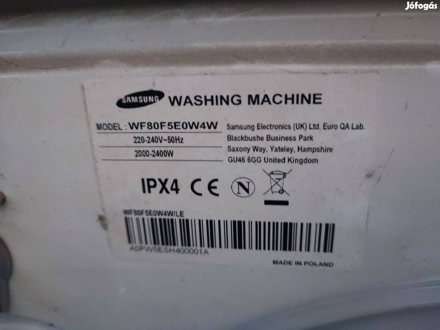 Samsung elöltöltős mosógép