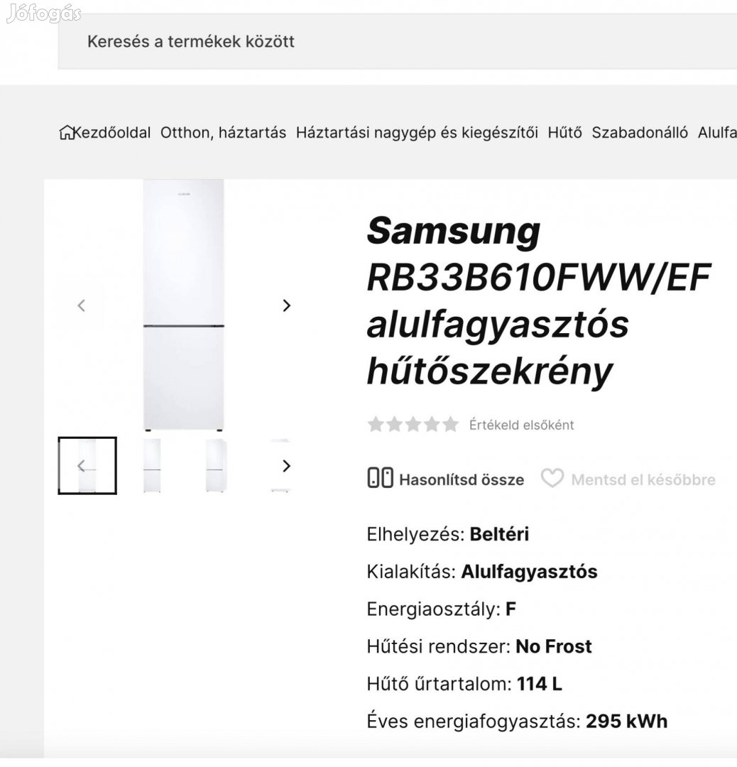 Samsung hűtő- fagyasztó alig használt, tökéletes állapot