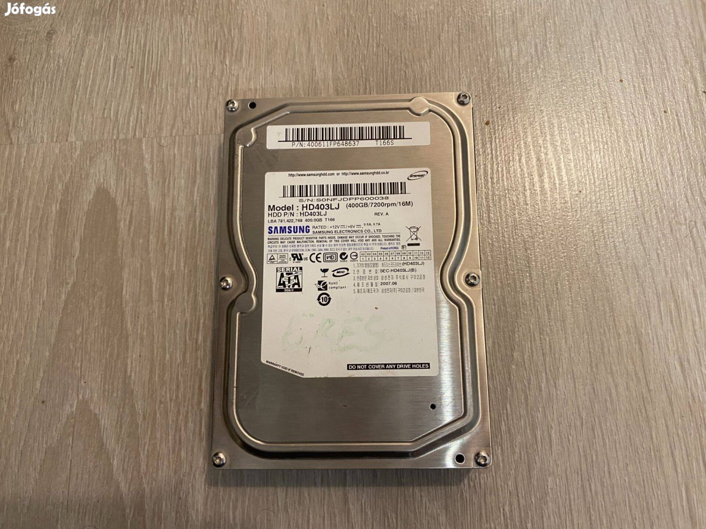 Samsung márkájú 400GB-os hdd merevlemez winchester