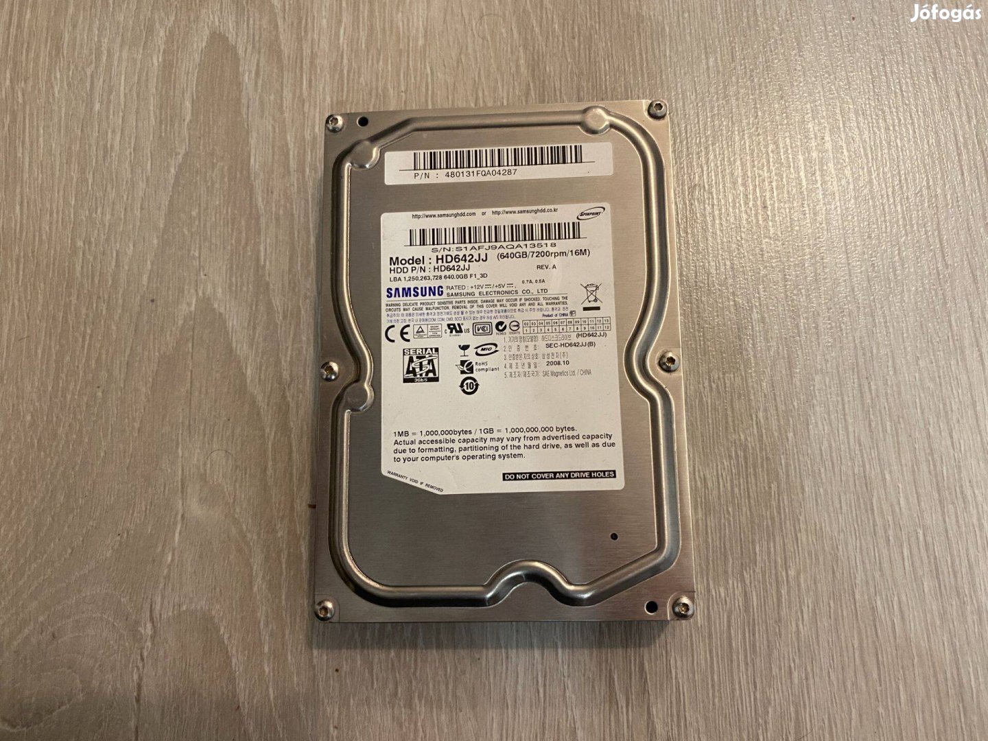 Samsung márkájú 640GB-os hdd merevlemez winchester