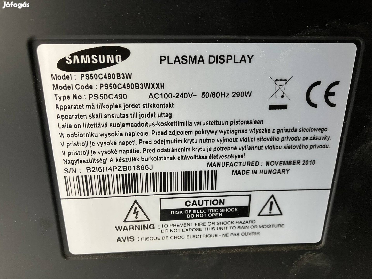 Samsung plazma tv alkatrésznek