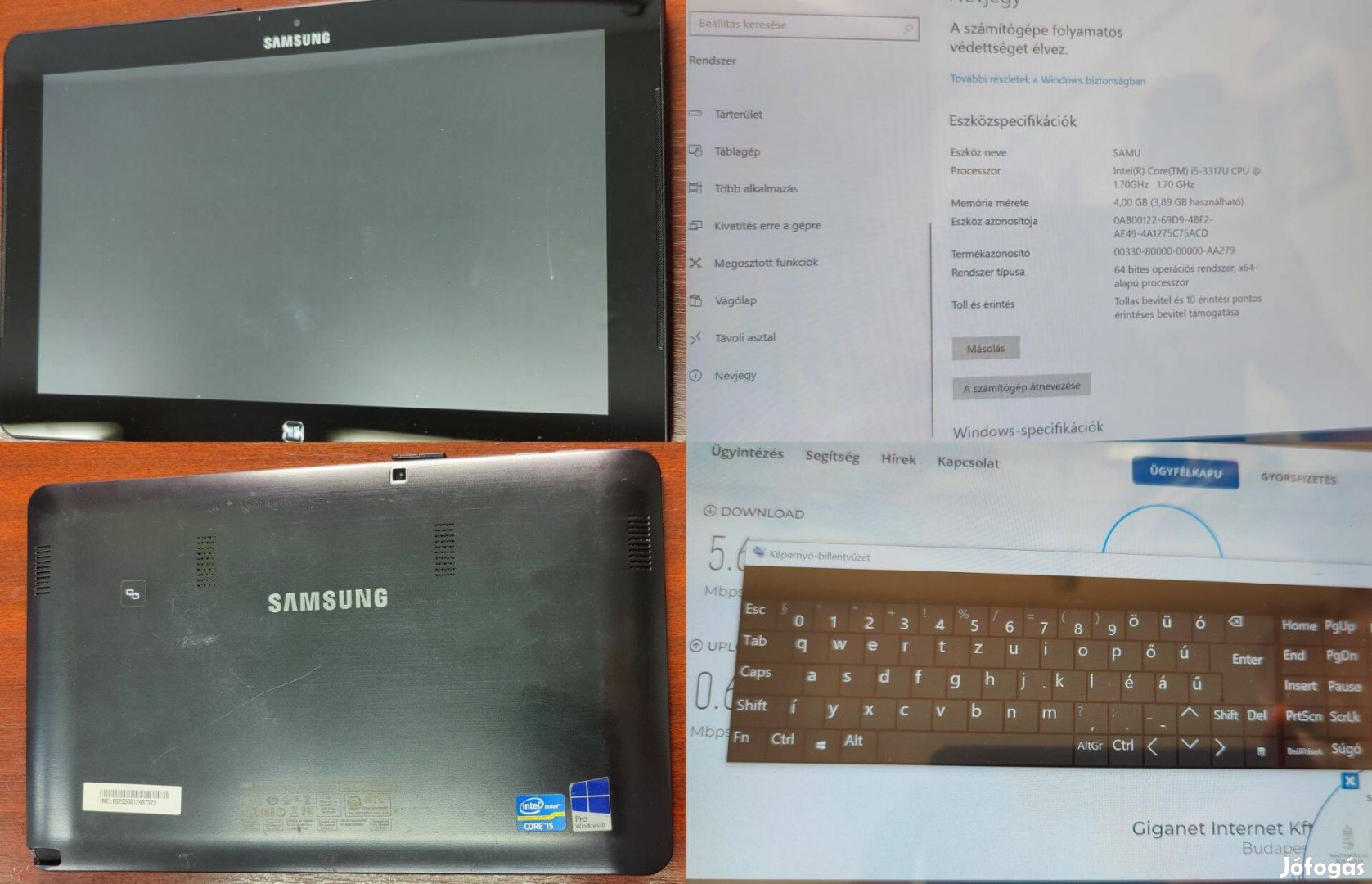 Samsung tabletek eladók 2db. Win.10. illetve egy 4G LTE Androidos