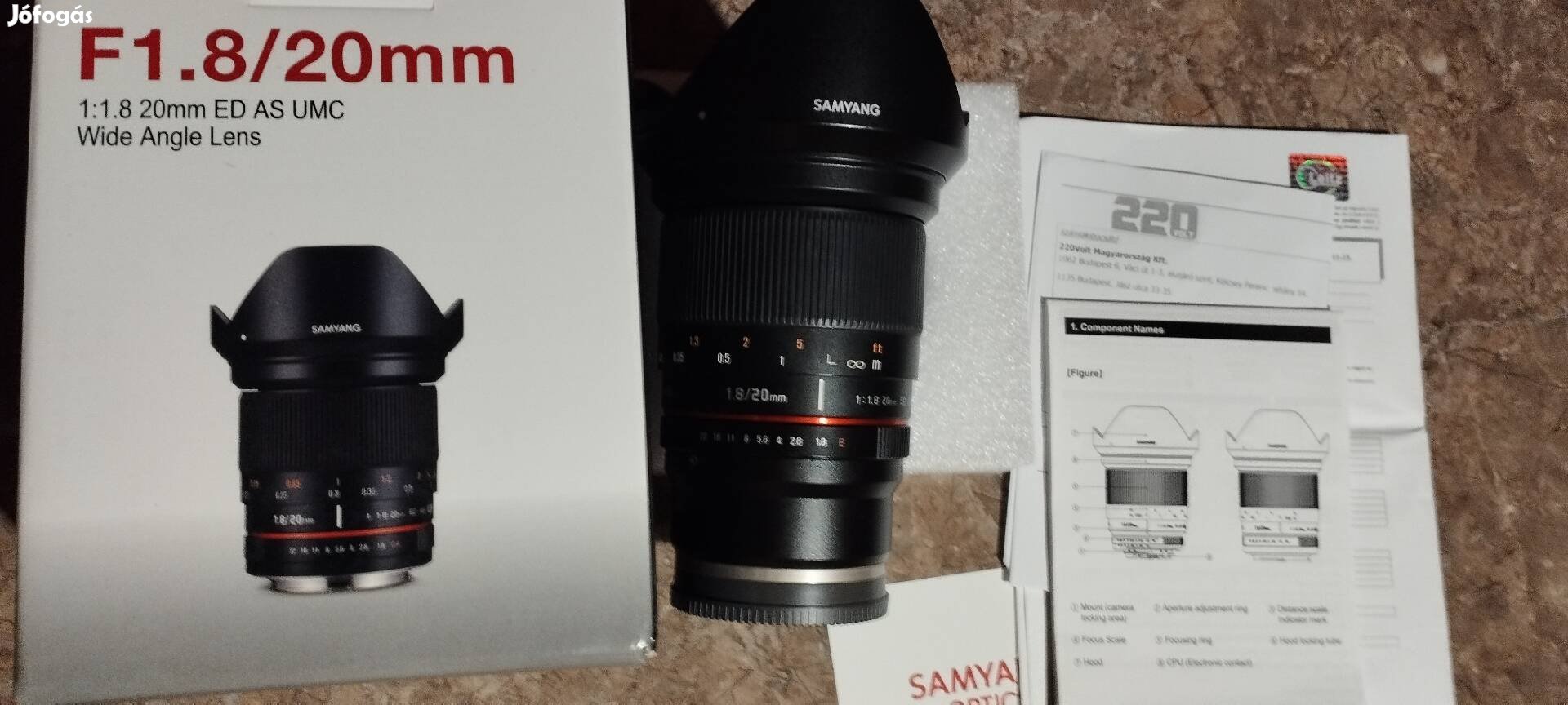 Samyang f1.8/20mm objektív Sony E fényképezőgéphez