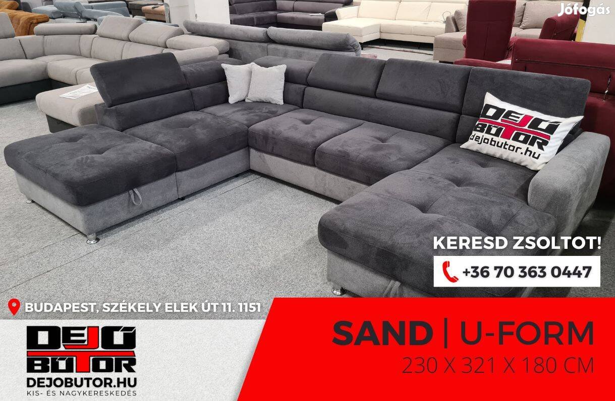 Sand 1 rugós gray relax sarok kanapé ülőgarnitúra 185x315x255 cm ualak