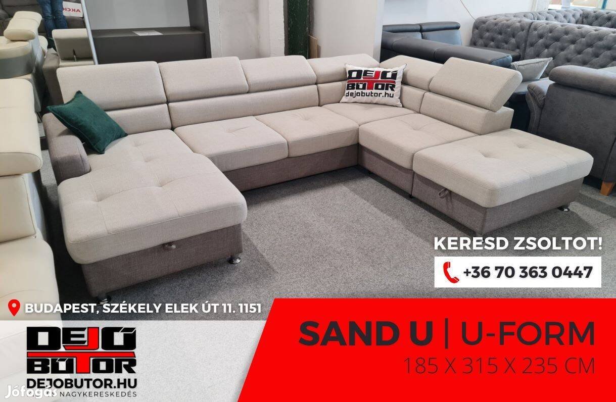 Sand 1 rugós krém relax sarok kanapé ülőgarnitúra 185x315x255 cm ualak