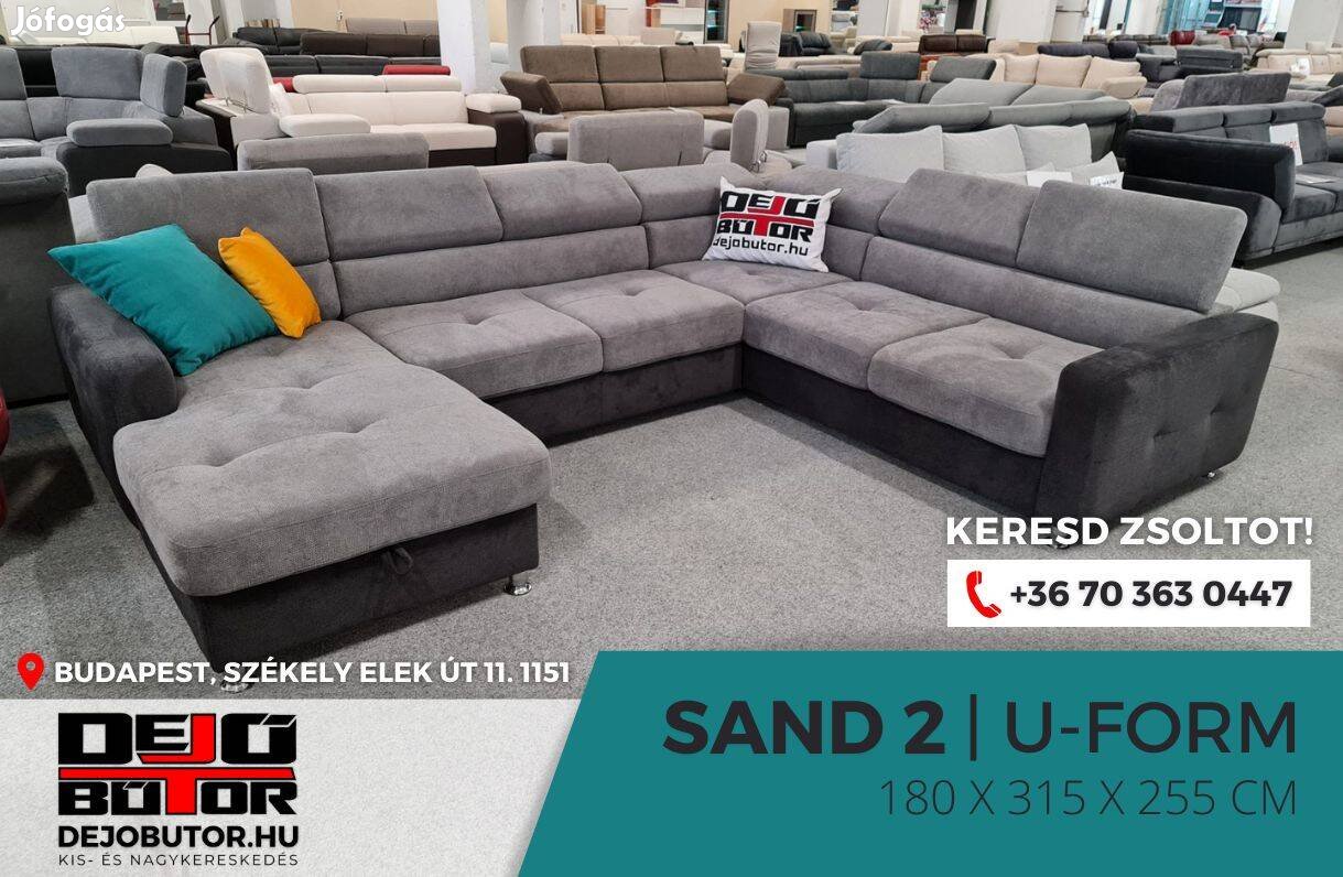 Sand 2 bézs ualak sarok kanapé ülőgarnitúra 185x315x250 cm grafit