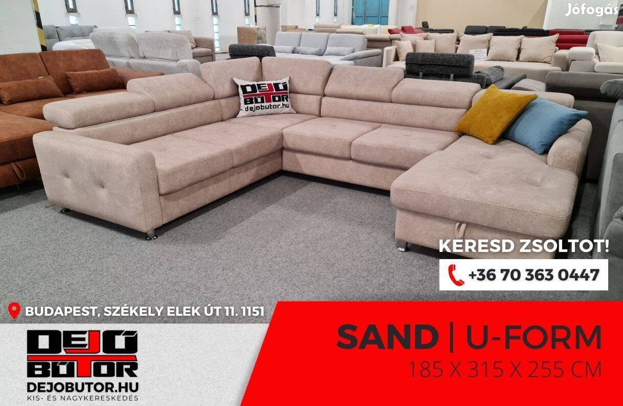 Sand 2 bézs ualak sarok kanapé ülőgarnitúra 185x315x250 cm krém