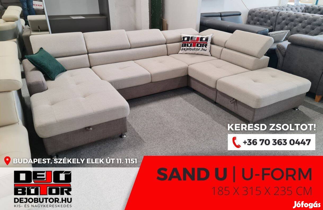 Sand I. sarok rugós kanapé ülőgarnitúra 185x315x235 cm ualak gray