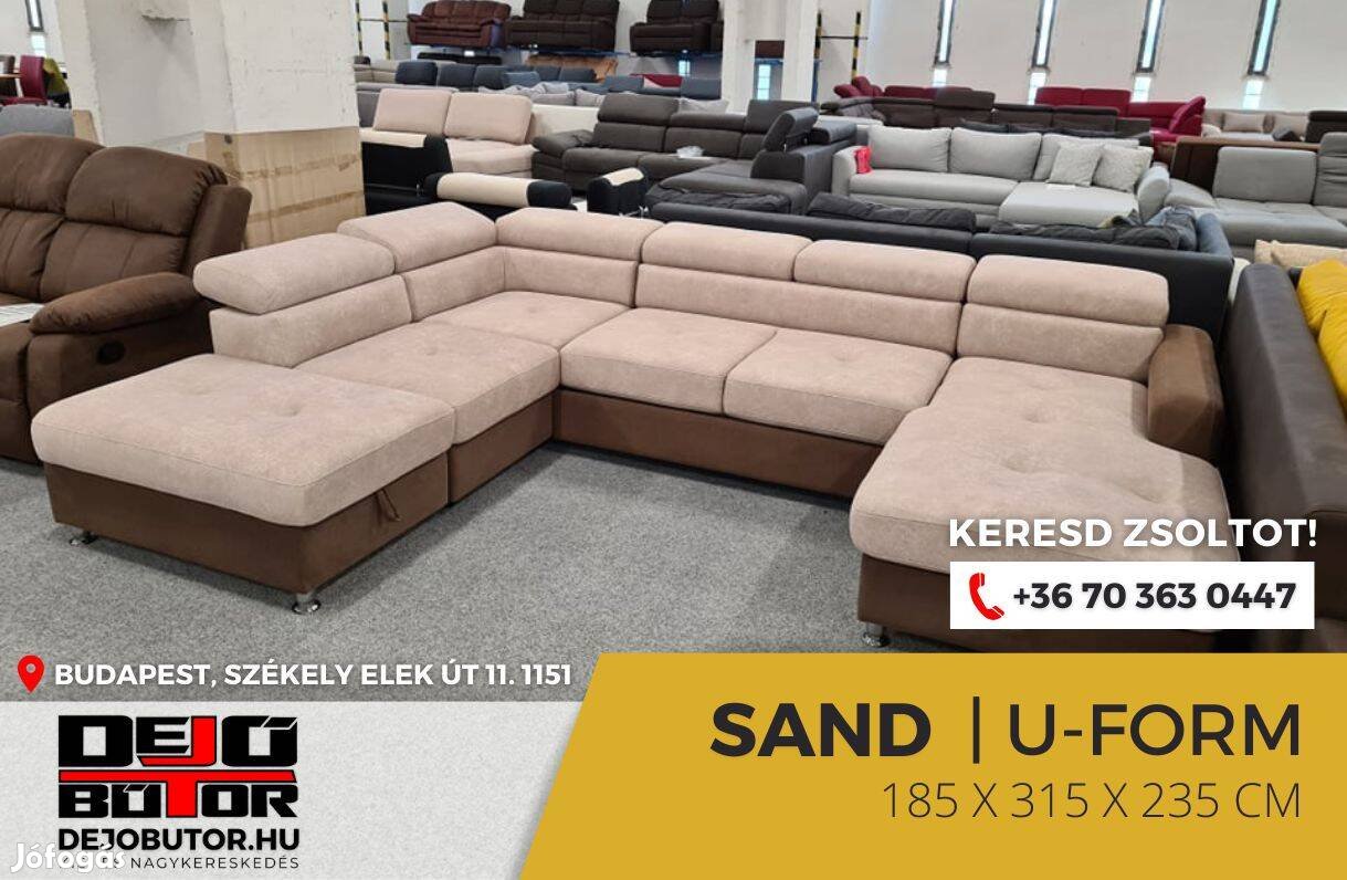 Sand I. ualak bézs kanapé sarok ülőgarnitúra 185x315x235 cm ágyazható
