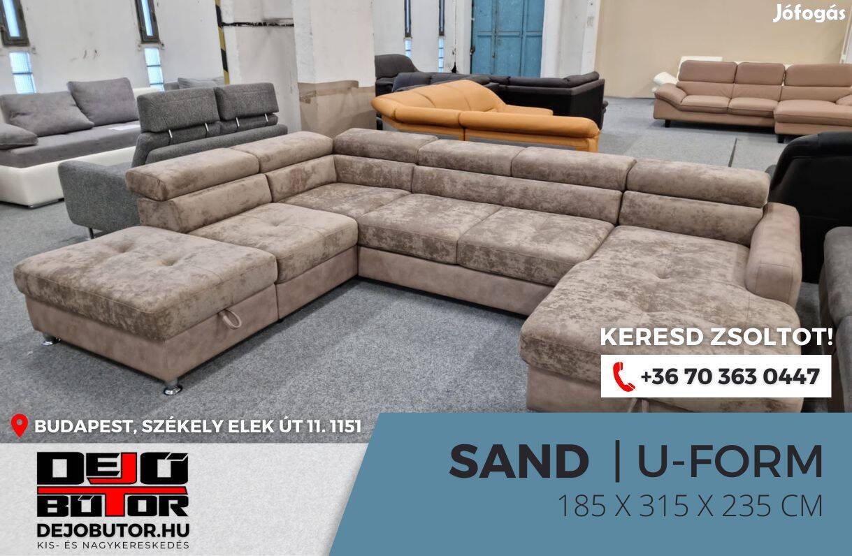 Sand I ualak kanapé 185x315x235 cm ágyazható ülőgarnitúra drapp