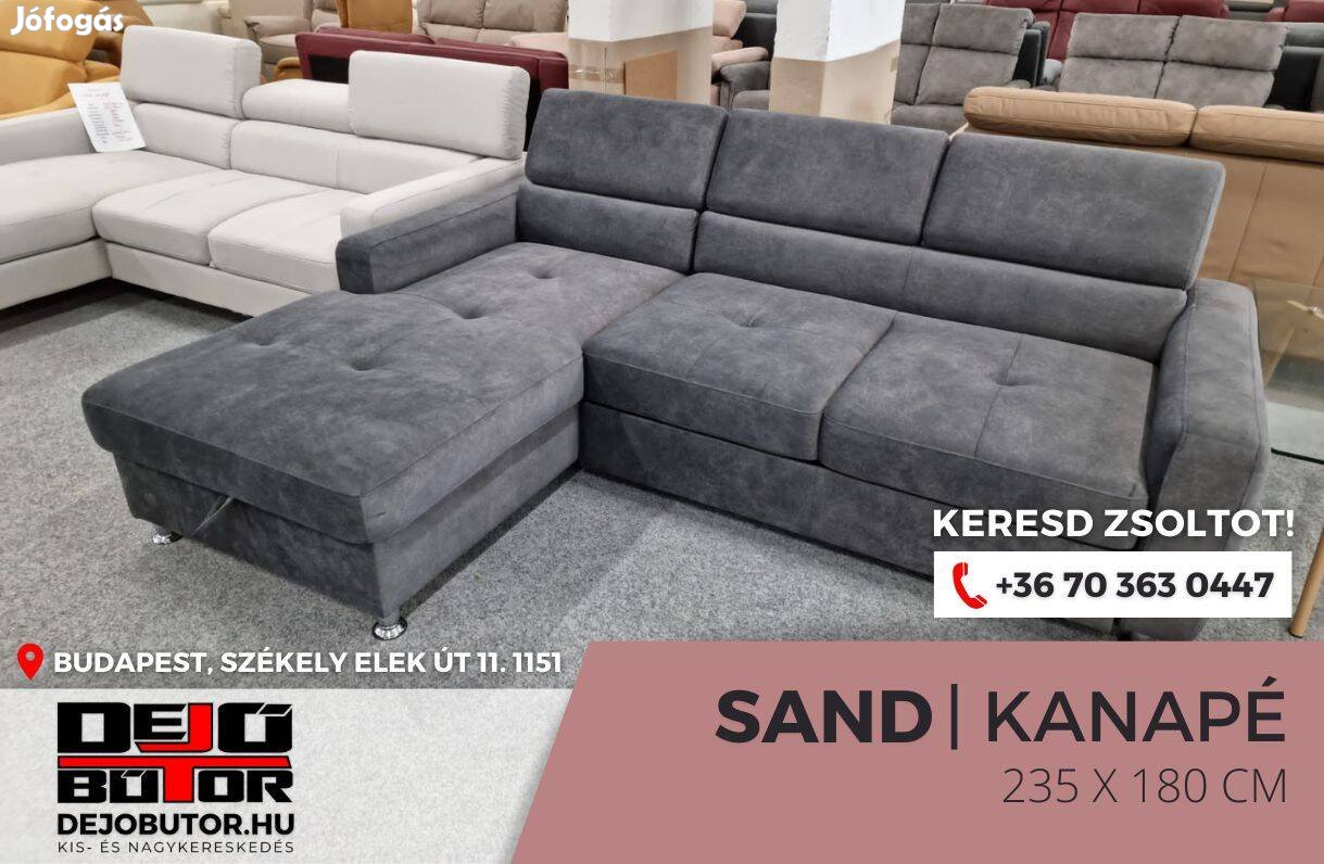 Sand L gray relax kanapé sarok ülőgarnitúra 335x180 cm ágyazható