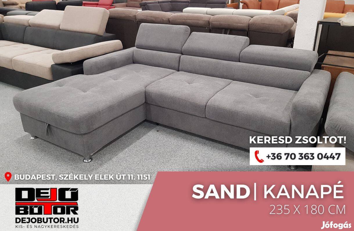 Sand L gray rugós kanapé ülőgarnitúra sarok 235x180 cm ágyazható