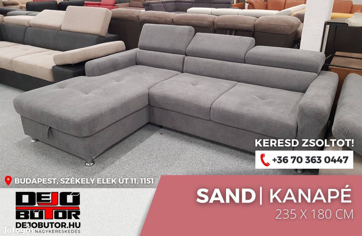 Sand L rugós kanapé ülőgarnitúra sarok 235x180 cm ágyazható grafit