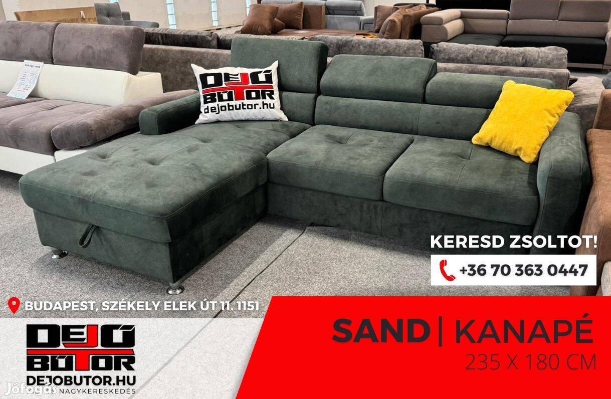 Sand L rugós relax sarok kanapé ülőgarnitúra 235x180 cm green