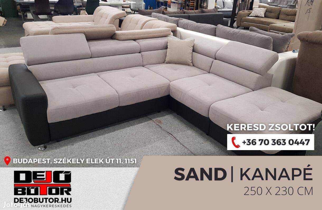 Sand XL kanapé 230x250 cm rugós ülőgarnitúra szürke sarok ágyazható
