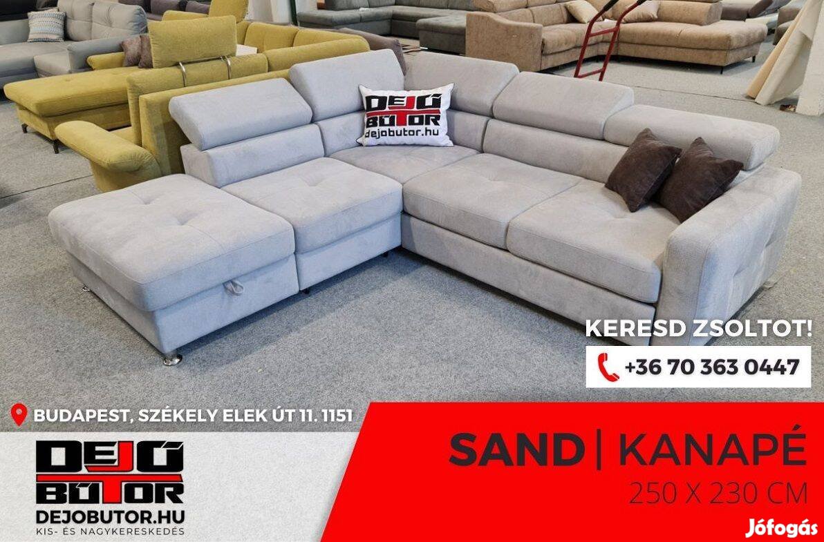 Sand XL világos szürke kanapé ülőgarnitúra 250x230 cm sarok ágyazható