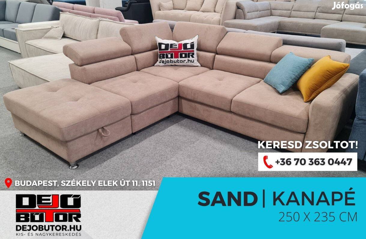 Sand nagy rugós kanapé ülőgarnitúra sarok 250x235 cm bézs ágyazható