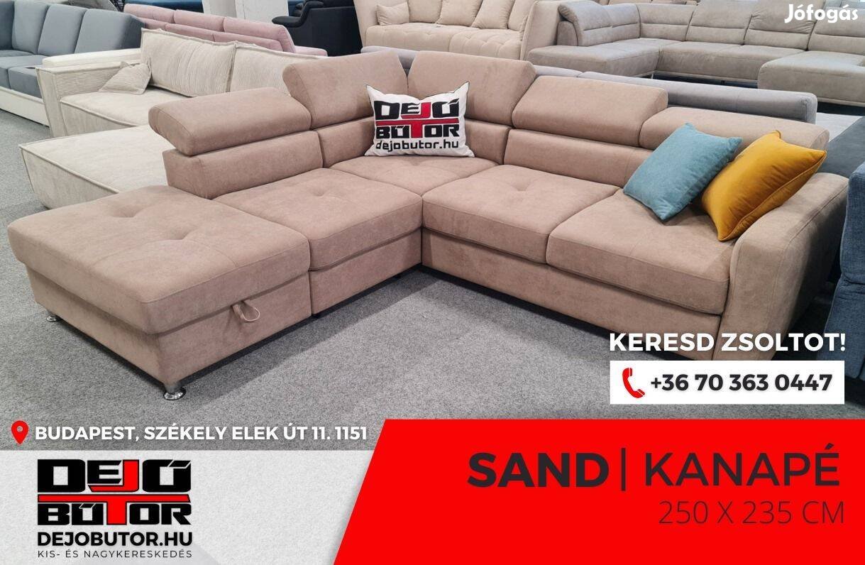 Sand sarok bézs kanapé bútor ülőgarnitúra rugós 250x235 cm ágyazható