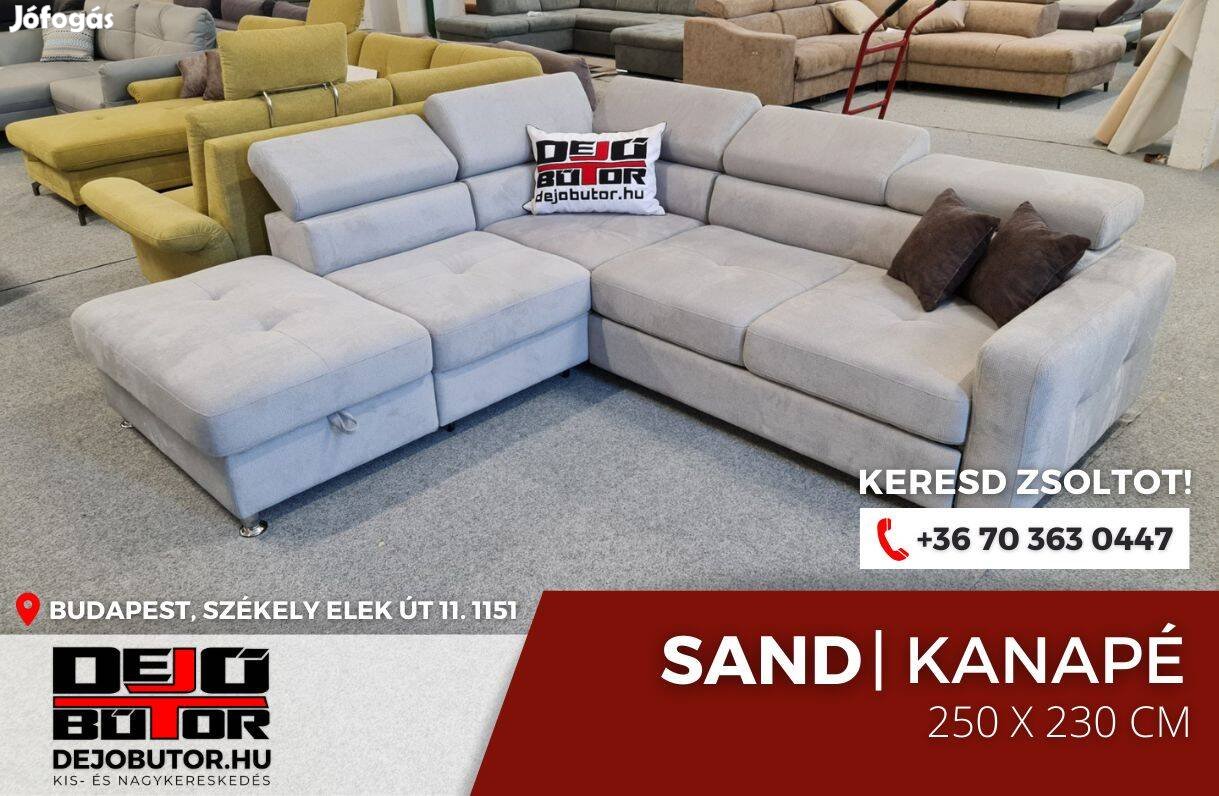 Sand sarok gray kanapé rugós ülőgarnitúra 250x230 cm ágyazható