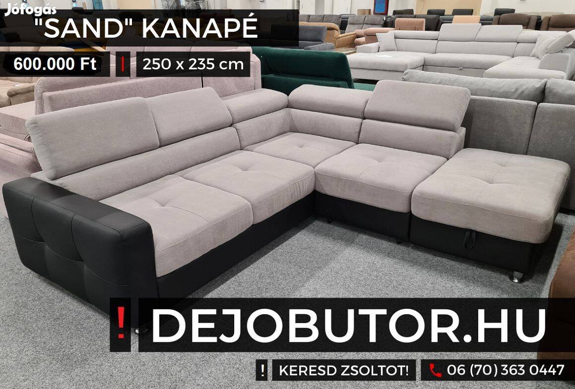 Sand sarok kanapé bútor ülőgarnitúra rugós 250x235 cm fekete gray