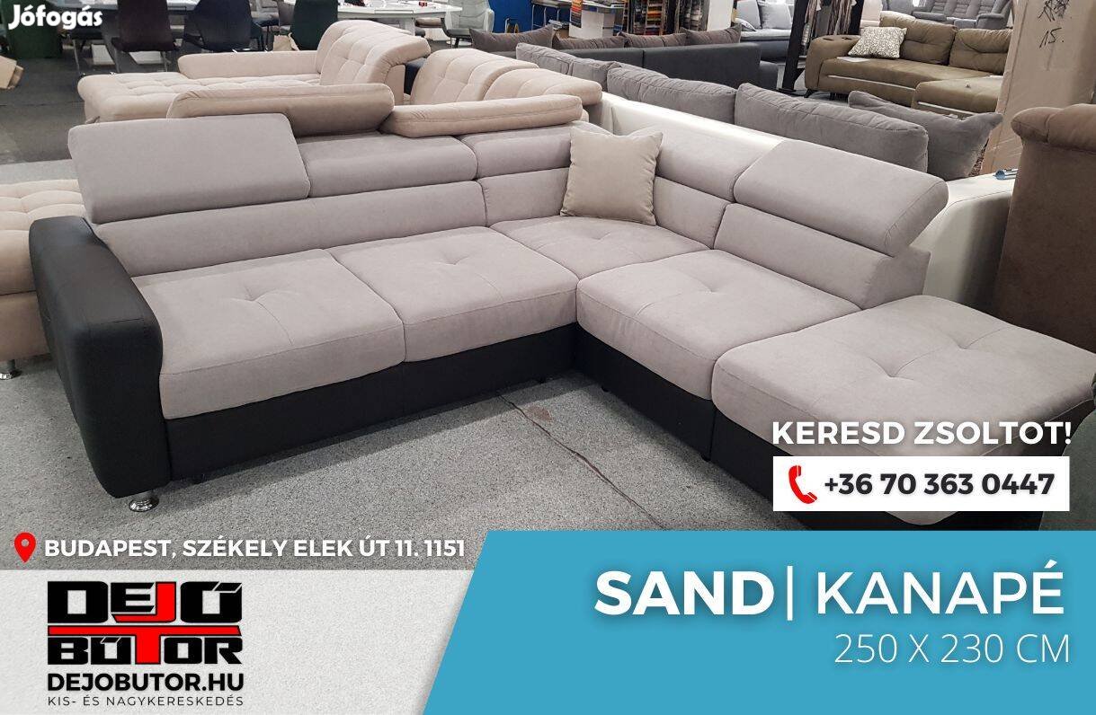 Sand sarok relax kanapé rugós ülőgarnitúra 250x230 cm ágyazható gray