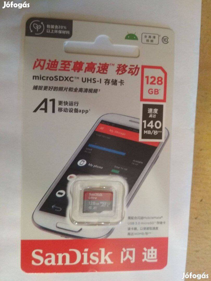 Sandisk Micro SD XC 128GB Memóriakártya Card A1 Bontatlan Új