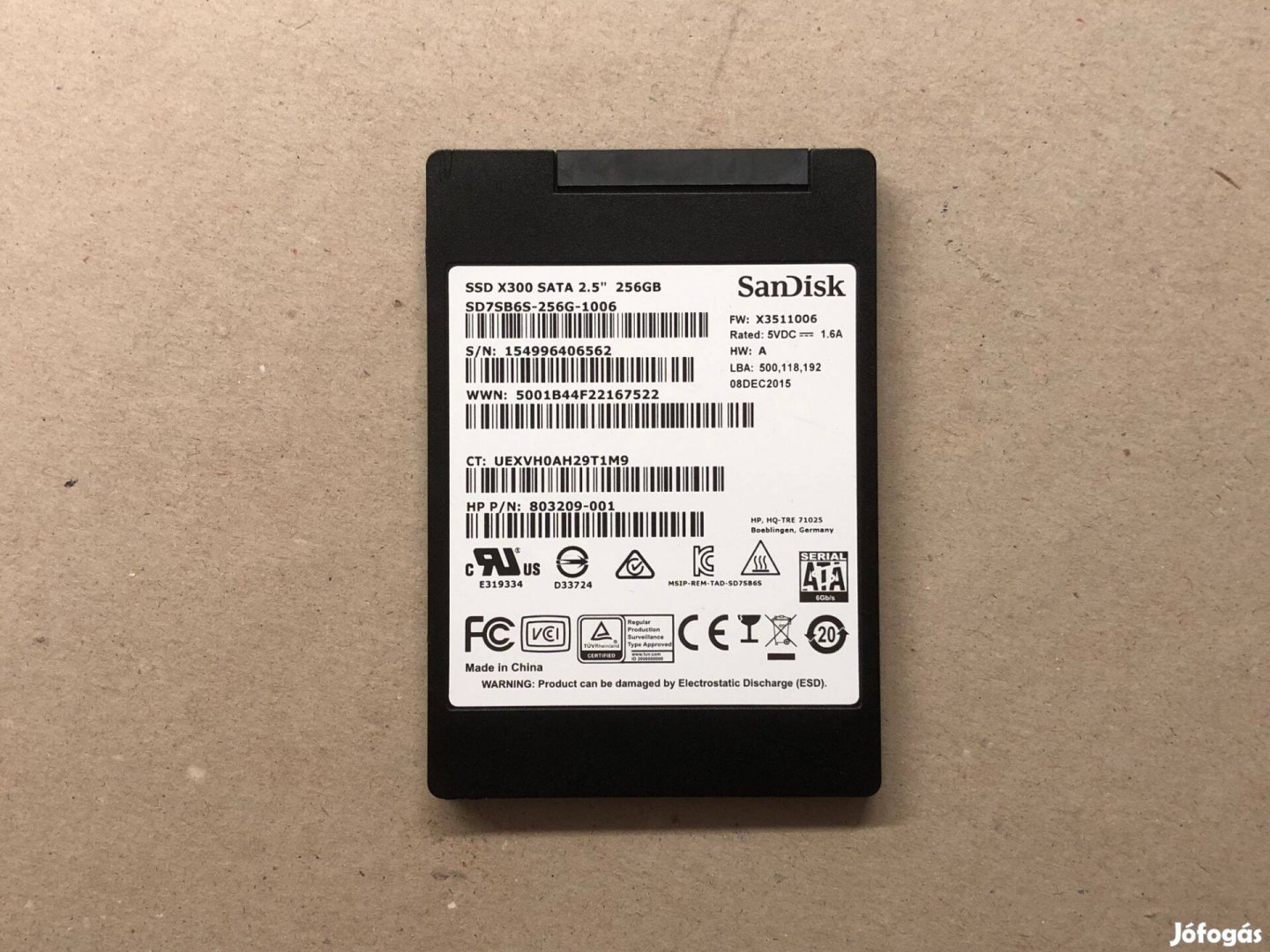Sandisk X300 256GB 2.5" SATA3 SSD