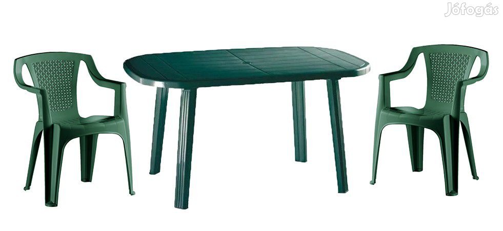 Santorini 2 személyes kerti bútor szett, zöld asztallal, 2 db Palermo