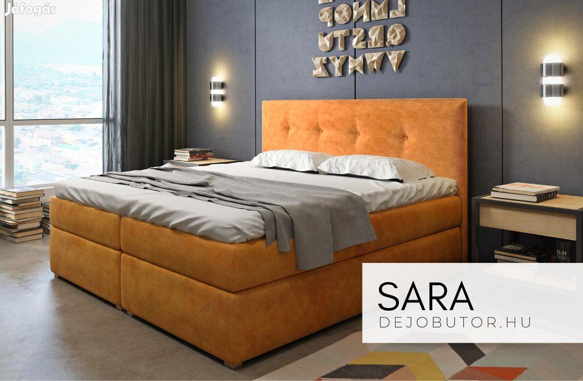 Sara boxspring franciaágy magasított 160x200 cm ágyneműtartóval orange